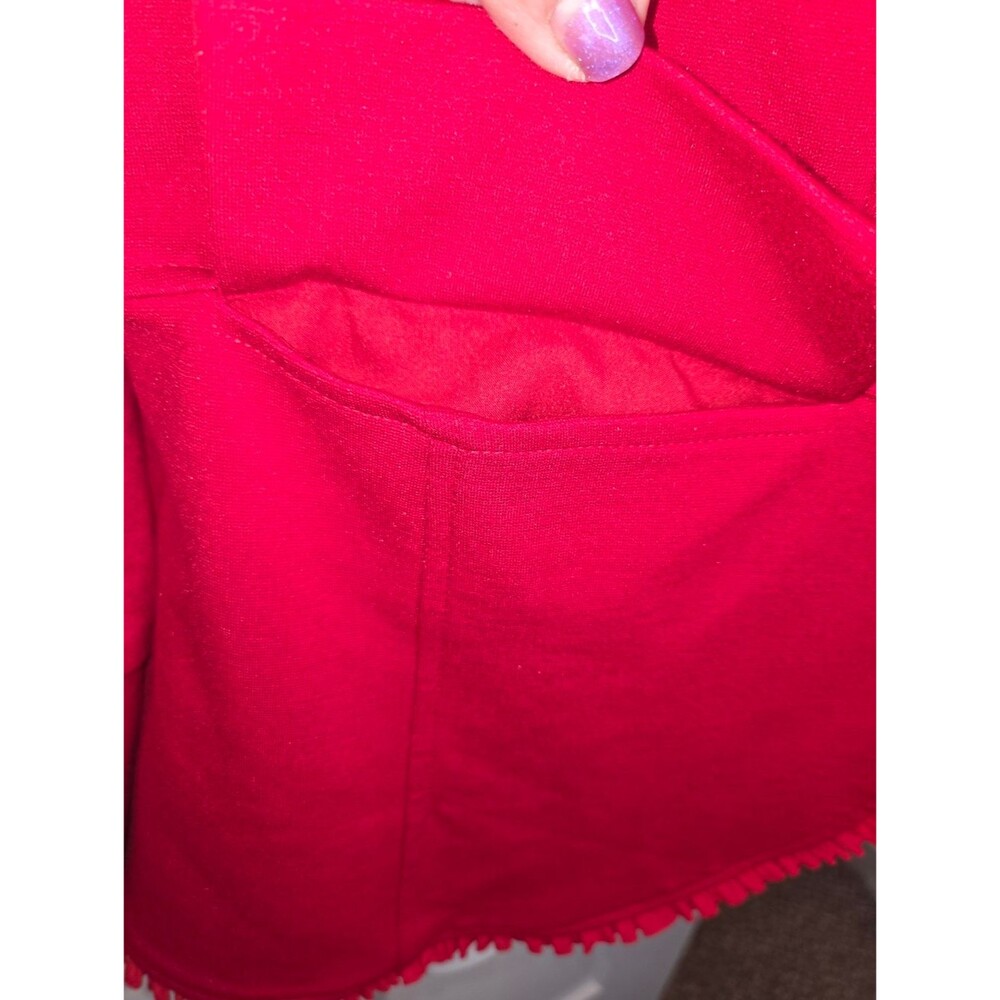 Chico's Nwot Carmine Red Ruffle Trim Ponte Knit Blazer Jacket Size 1 Medium - Picture 4 of 10